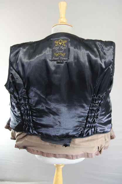 FRANK THOMAS LADY RIDER LEIAH BROWN LEATHER BIKER JACKET+THERMAL LINING SIZE 12