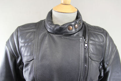 CLASSIC BRITISH MADE BLACK SCOTT LEATHERS BIKER JACKET: SIZE 14