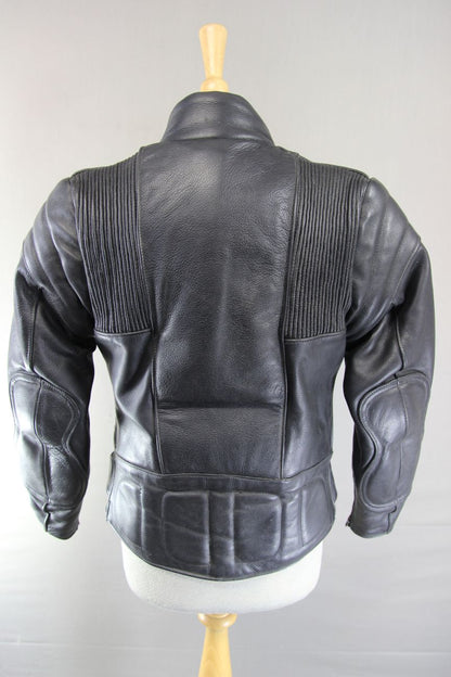 CLASSIC BRITISH MADE BLACK SCOTT LEATHERS BIKER JACKET: SIZE 14