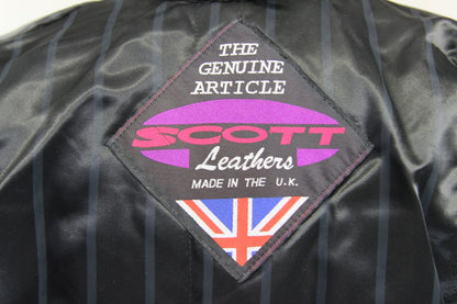 CLASSIC BRITISH MADE BLACK SCOTT LEATHERS BIKER JACKET: SIZE 14