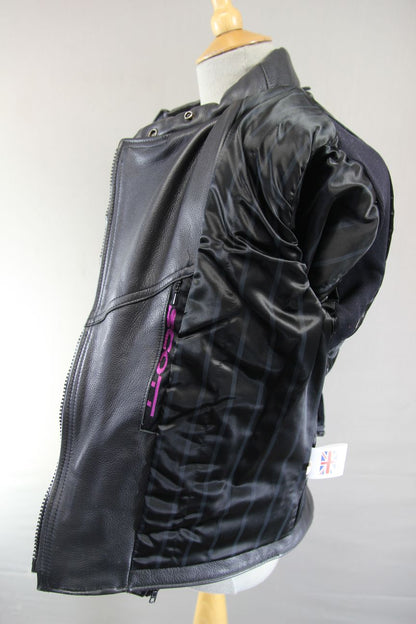 CLASSIC BRITISH MADE BLACK SCOTT LEATHERS BIKER JACKET: SIZE 14