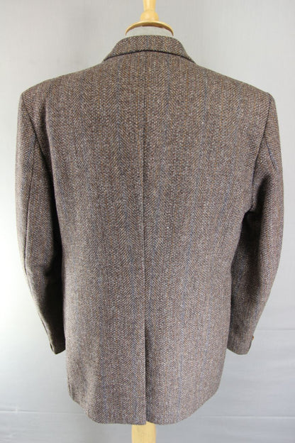 BRITISH MADE HODGES PURE WOOL CLASSIC STRIPED BROWN TWEED JACKET 44 INCH