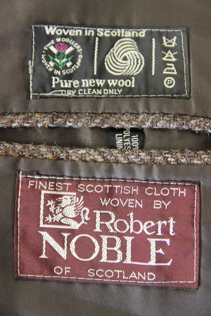 BRITISH MADE HODGES PURE WOOL CLASSIC STRIPED BROWN TWEED JACKET 44 INCH