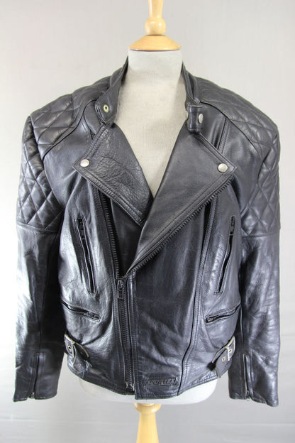 CLASSIC VINTAGE 1980's BLACK LEATHER SPORTEX B5 BIKER JACKET 40-42 INCH