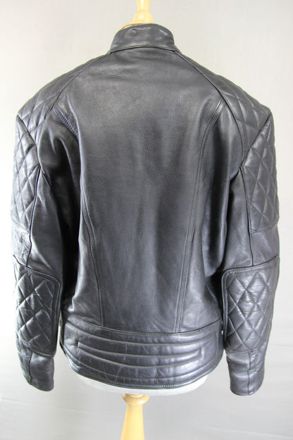 CLASSIC VINTAGE 1980's BLACK LEATHER SPORTEX B5 BIKER JACKET 40-42 INCH