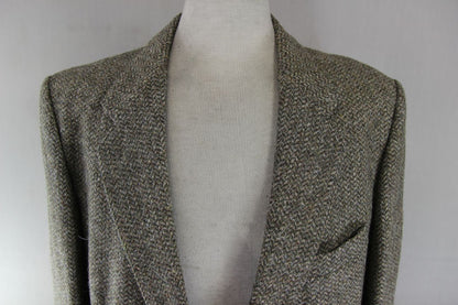 M&S ST. MICHAEL BRITISH MADE PURE WOOL GREEN TWEED JACKET 44 INCH (LONG FIT)