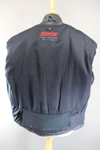CLASSIC VINTAGE 1980's BLACK LEATHER SPORTEX B5 BIKER JACKET 40-42 INCH