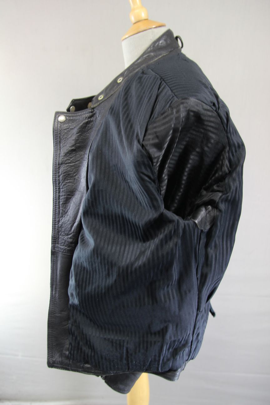 CLASSIC VINTAGE 1980's BLACK LEATHER SPORTEX B5 BIKER JACKET 40-42 INCH