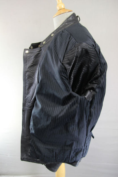 CLASSIC VINTAGE 1980's BLACK LEATHER SPORTEX B5 BIKER JACKET 40-42 INCH