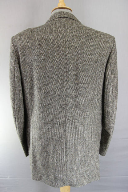M&S ST. MICHAEL BRITISH MADE PURE WOOL GREEN TWEED JACKET 44 INCH (LONG FIT)