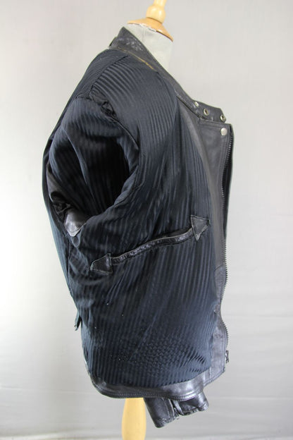 CLASSIC VINTAGE 1980's BLACK LEATHER SPORTEX B5 BIKER JACKET 40-42 INCH