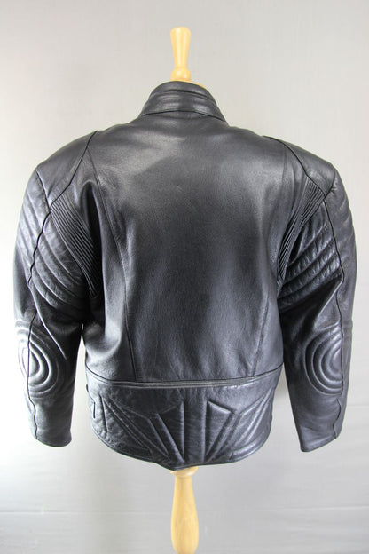 CITY OF LEATHER BLACK BIKER JACKET WITH ADDITIONAL QUILTED LINING 44-46 INCH