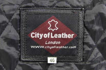 CITY OF LEATHER BLACK BIKER JACKET WITH ADDITIONAL QUILTED LINING 44-46 INCH