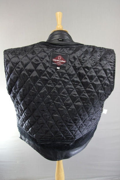 CITY OF LEATHER BLACK BIKER JACKET WITH ADDITIONAL QUILTED LINING 44-46 INCH