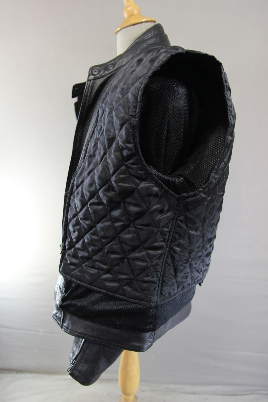 CITY OF LEATHER BLACK BIKER JACKET WITH ADDITIONAL QUILTED LINING 44-46 INCH