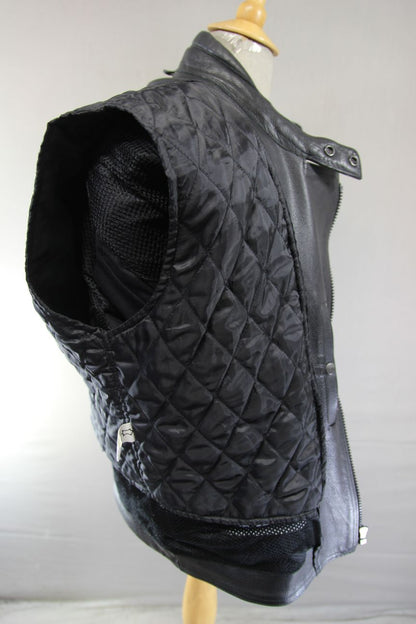 CITY OF LEATHER BLACK BIKER JACKET WITH ADDITIONAL QUILTED LINING 44-46 INCH