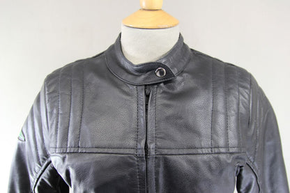 RIDEX BLACK LEATHER BIKER JACKET + BACK/SHOULDER/ELBOW CE ARMOUR: LADIES M/SZ 12