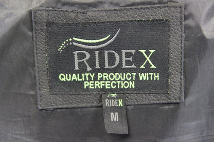RIDEX BLACK LEATHER BIKER JACKET + BACK/SHOULDER/ELBOW CE ARMOUR: LADIES M/SZ 12