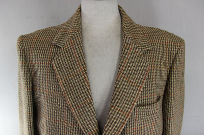 BRITISH MADE BEAVER 3 POCKET BROWN HOUNDSTOOTH CHECKED JACKET 40 INCH (REG FIT)