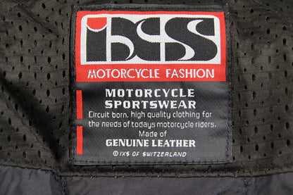 IXS LADIES BLACK & SILVER LEATHER BIKER JACKET + SHOULDER & ELBOW CE ARMOUR 32"