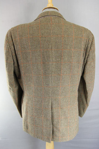 BRITISH MADE BEAVER 3 POCKET BROWN HOUNDSTOOTH CHECKED JACKET 40 INCH (REG FIT)