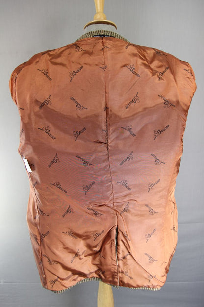BRITISH MADE BEAVER 3 POCKET BROWN HOUNDSTOOTH CHECKED JACKET 40 INCH (REG FIT)