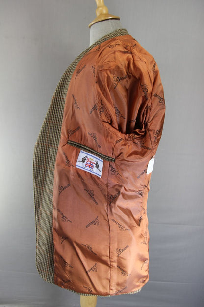 BRITISH MADE BEAVER 3 POCKET BROWN HOUNDSTOOTH CHECKED JACKET 40 INCH (REG FIT)