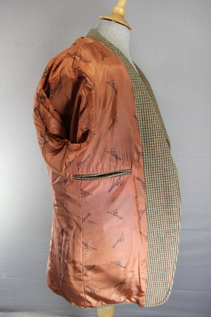 BRITISH MADE BEAVER 3 POCKET BROWN HOUNDSTOOTH CHECKED JACKET 40 INCH (REG FIT)