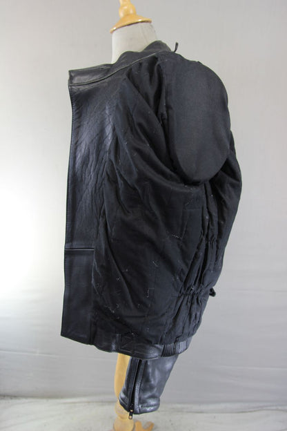 OSX BLACK LEATHER BIKER JACKET WITH REMOVABLE CE ARMOUR 42-44 INCH CHEST