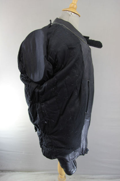 OSX BLACK LEATHER BIKER JACKET WITH REMOVABLE CE ARMOUR 42-44 INCH CHEST