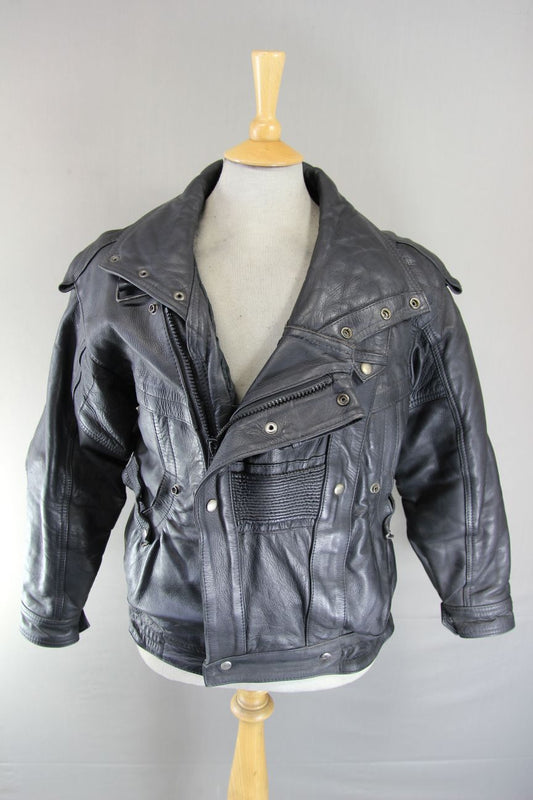 AMAZING SYLMAN CLASSIC BLACK CALF LEATHER BIKER JACKET 40-42 INCH CHEST