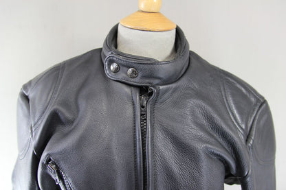 CLASSIC BRITISH MADE BLACK SCOTT LEATHERS BIKER JACKET 36 INCH