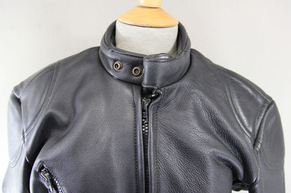 CLASSIC BRITISH MADE BLACK SCOTT LEATHERS BIKER JACKET 36 INCH