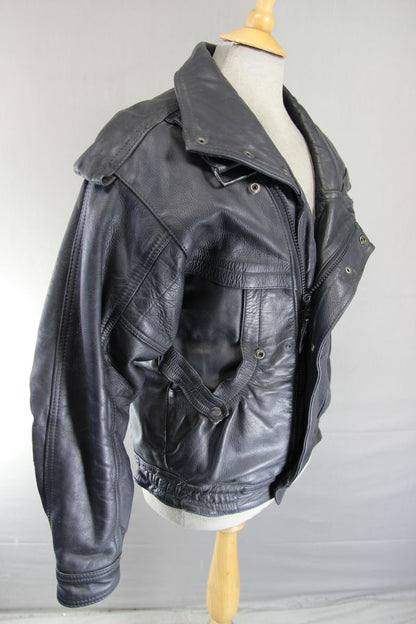 AMAZING SYLMAN CLASSIC BLACK CALF LEATHER BIKER JACKET 40-42 INCH CHEST