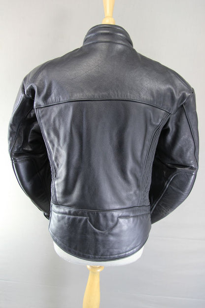 CLASSIC BRITISH MADE BLACK SCOTT LEATHERS BIKER JACKET 36 INCH