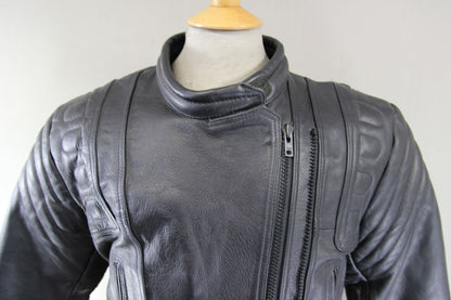LADIES CLASSIC BLACK LEATHER BIKER JACKET 40-42 INCH CHEST/SIZE 18