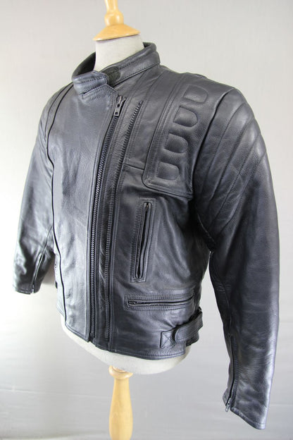 LADIES CLASSIC BLACK LEATHER BIKER JACKET 40-42 INCH CHEST/SIZE 18