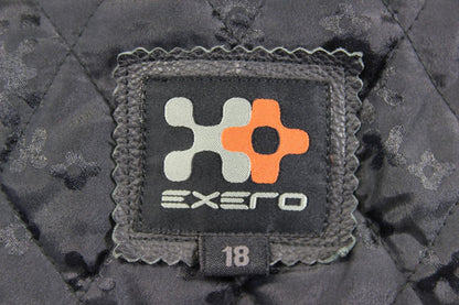 EXERO BLACK LEATHER BIKER JACKET WITH CE ARMOUR & THERMAL LINING: SIZE 18