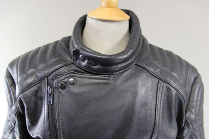CLASSIC BLACK COWHIDE LEATHER BIKER JACKET 44 INCH CHEST/LARGE