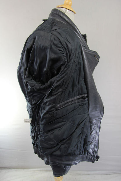 CLASSIC BLACK COWHIDE LEATHER BIKER JACKET 44 INCH CHEST/LARGE