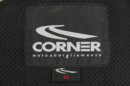 CORNER RACING/SPORTS BLUE, GREEN & WHITE LEATHER BIKER JACKET: 38-40 INCH CHEST