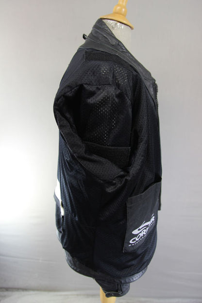 CORNER CLASSIC BLACK & IVORY LEATHER BIKER JACKET 46 INCH CHEST/XL