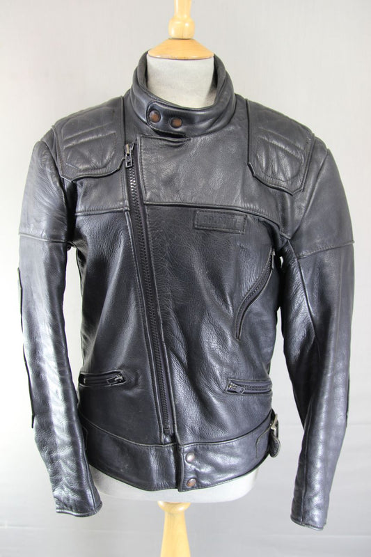 CLASSIC BRITISH MADE SPORTEX DOLOMITE BLACK LEATHER BIKER JACKET 36-38 INCH