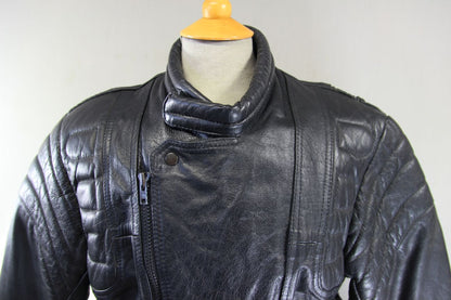 CLASSIC SKIN BLACK LEATHER BIKER JACKET 42-44 INCH CHEST
