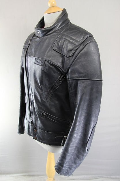CLASSIC BRITISH MADE SPORTEX DOLOMITE BLACK LEATHER BIKER JACKET 36-38 INCH