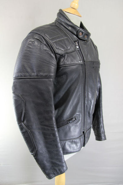 CLASSIC BRITISH MADE SPORTEX DOLOMITE BLACK LEATHER BIKER JACKET 36-38 INCH