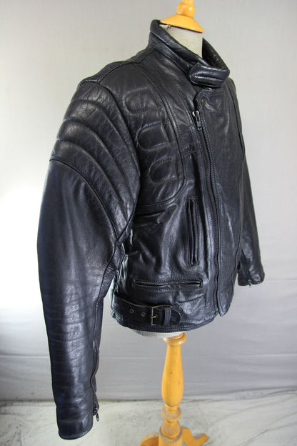 CLASSIC SKIN BLACK LEATHER BIKER JACKET 42-44 INCH CHEST