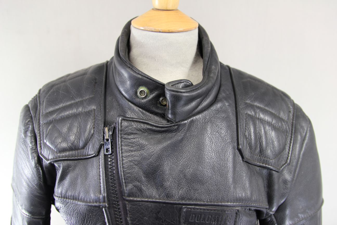 CLASSIC BRITISH MADE SPORTEX DOLOMITE BLACK LEATHER BIKER JACKET 36-38 INCH