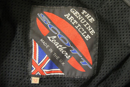 BRITISH MADE SCOTT LEATHERS BLACK BIKER JEANS SIZE 12: WAIST 28"/INSIDE LEG 29"