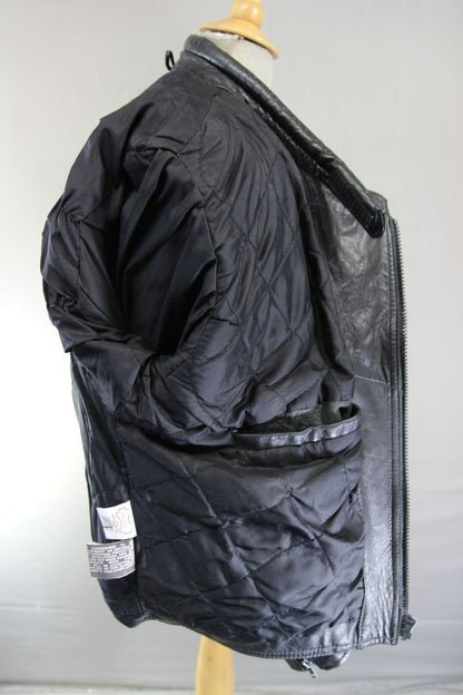 CLASSIC SKIN BLACK LEATHER BIKER JACKET 42-44 INCH CHEST